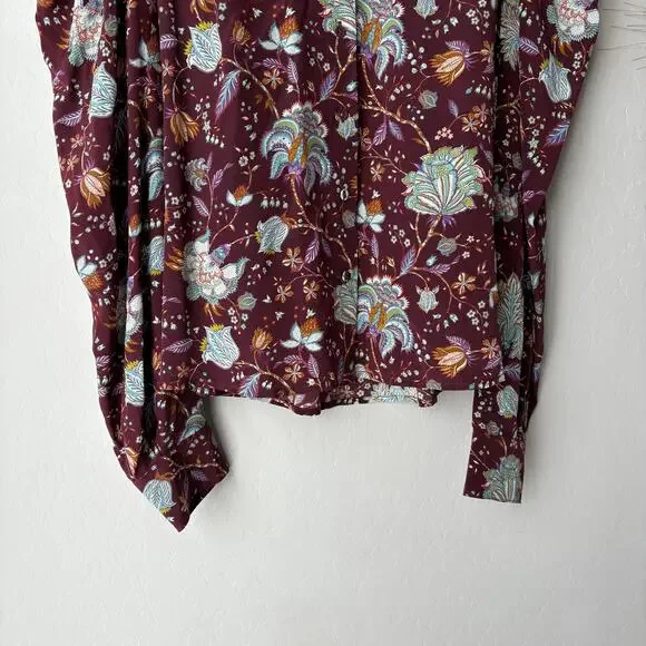 Ulla Johnson Blouse Dara Floral Ruffle Neck Long Puff Sleeve Top Red Size 8 - Picture 5 of 8